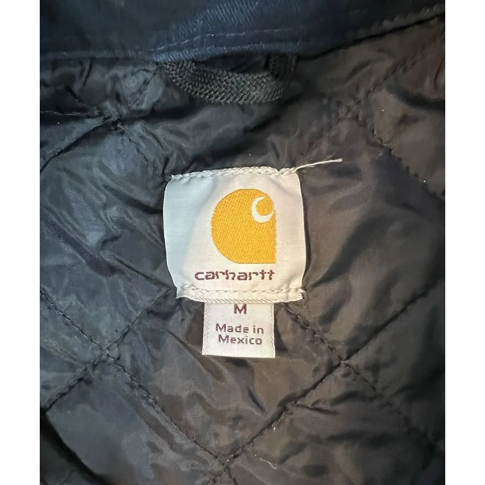 Vintage Carhartt Jacket Adult Mens Size MD Blue Canvas Workwear Embroidered Logo